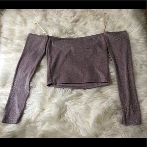 FOREVER 21 Off the shoulder long sleeve crop top